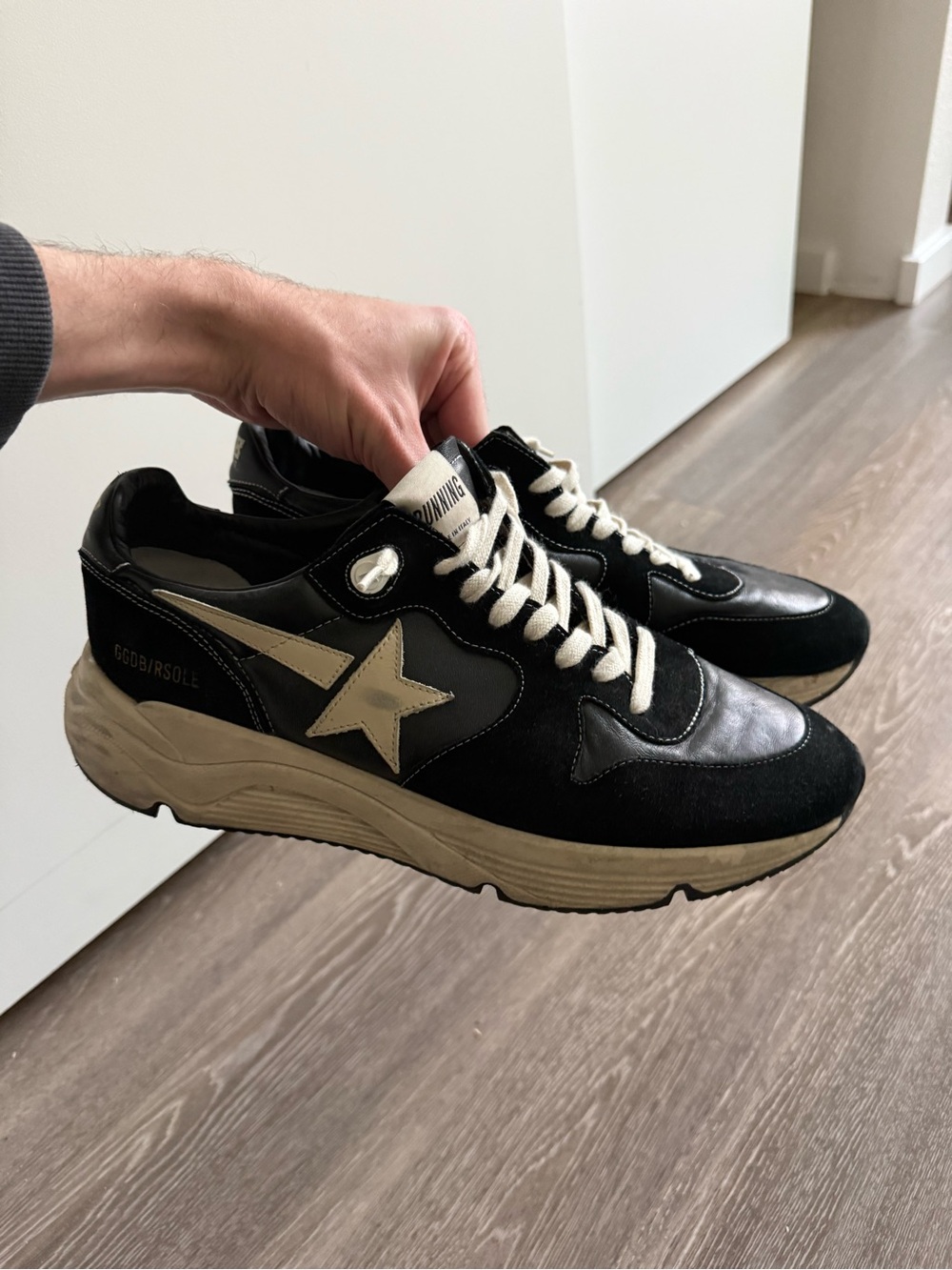 Golden Goose Black Sneakers with Cream Star Accent